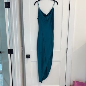 Elegant Teal Spaghetti Strap Dress